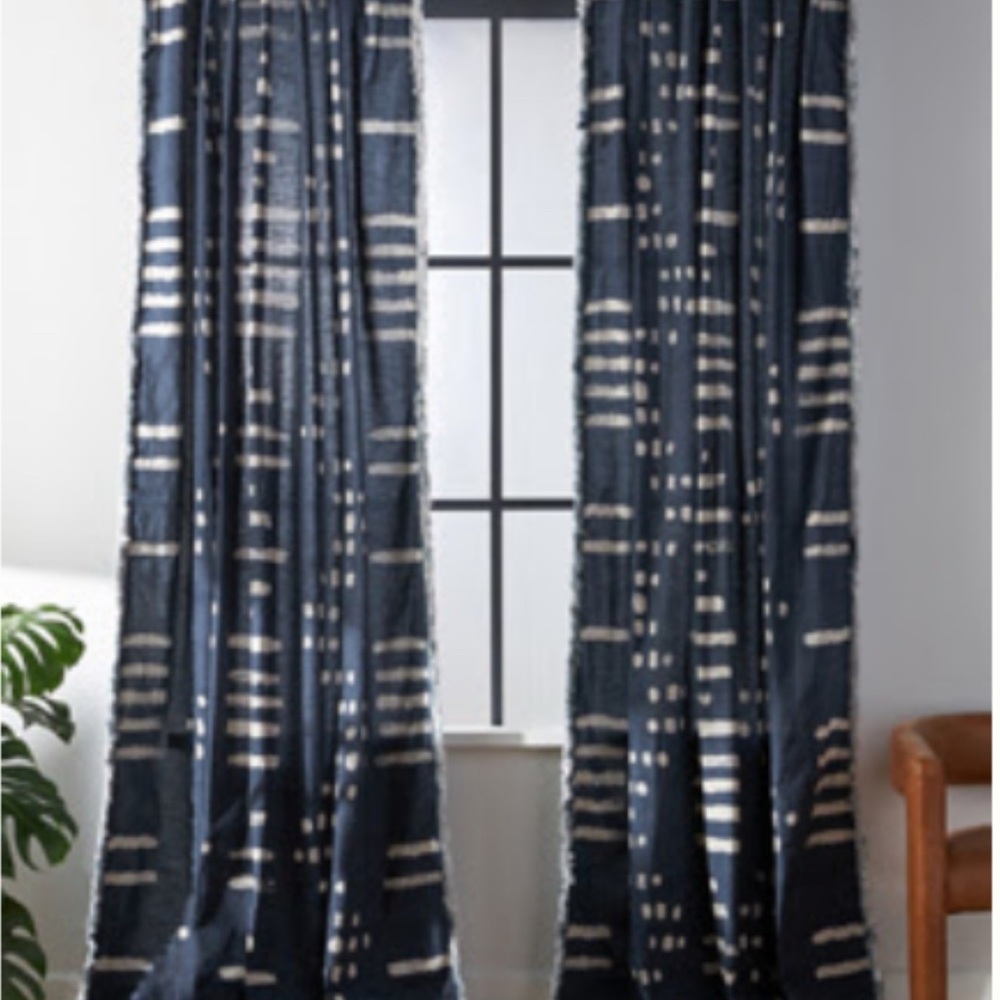 Anthropologie Blue and White Striped Curtains Modern Accents